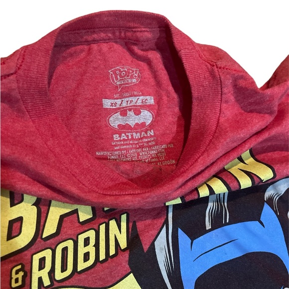 Red Batman and Robin Cartoon Short Sleeve Tee for Kids - Picture 3 of 3